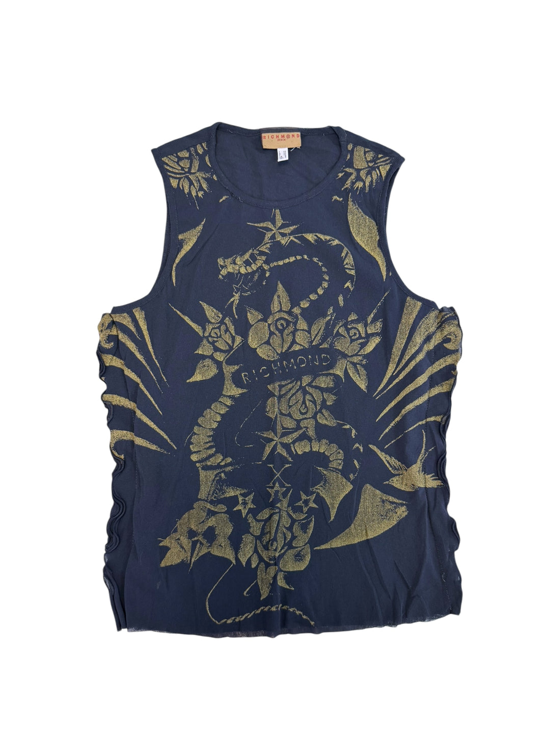 John Richmond denim gold snake print sleeveless top