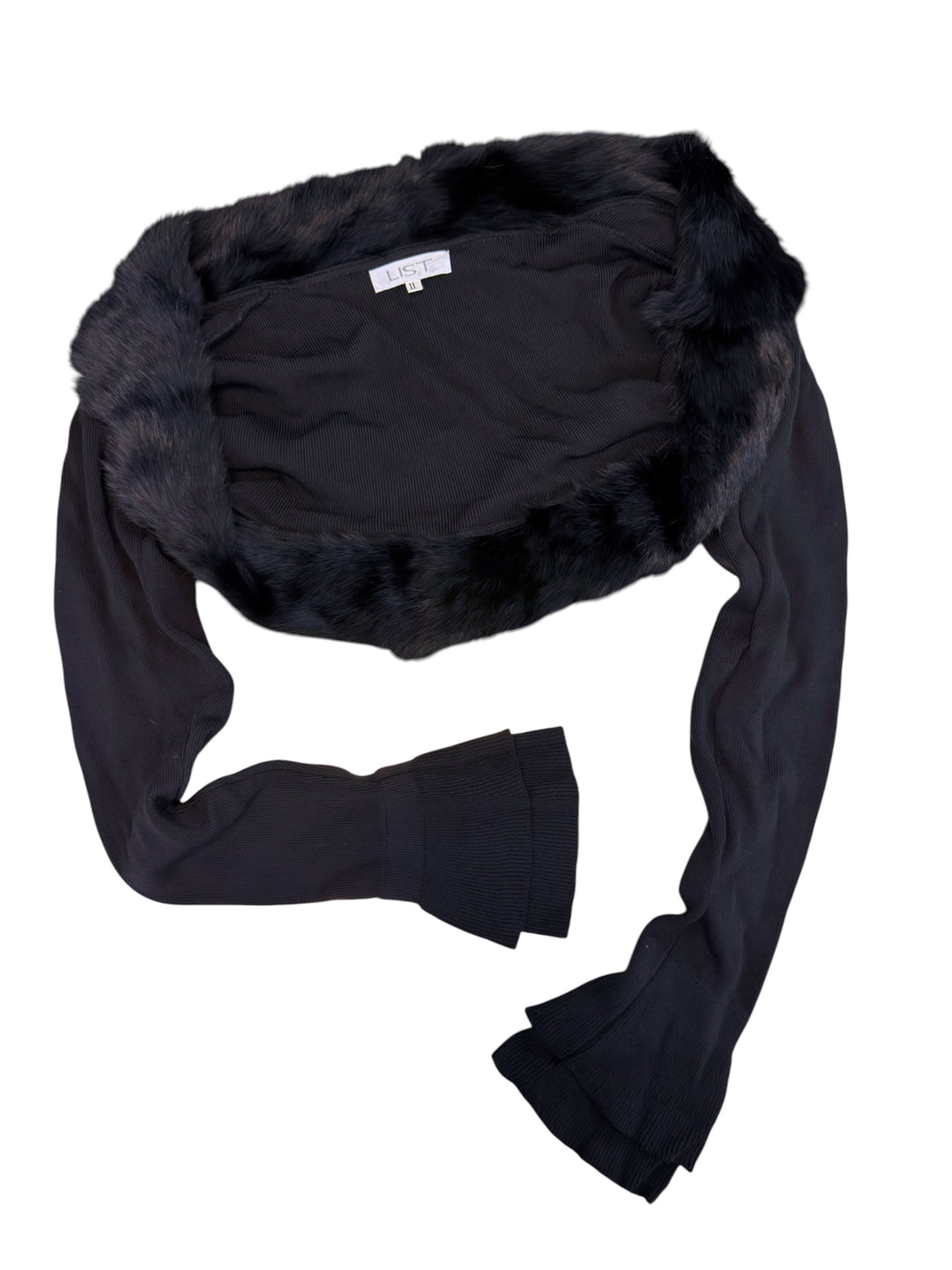 LIST rabbit fur-trim cropped shrug