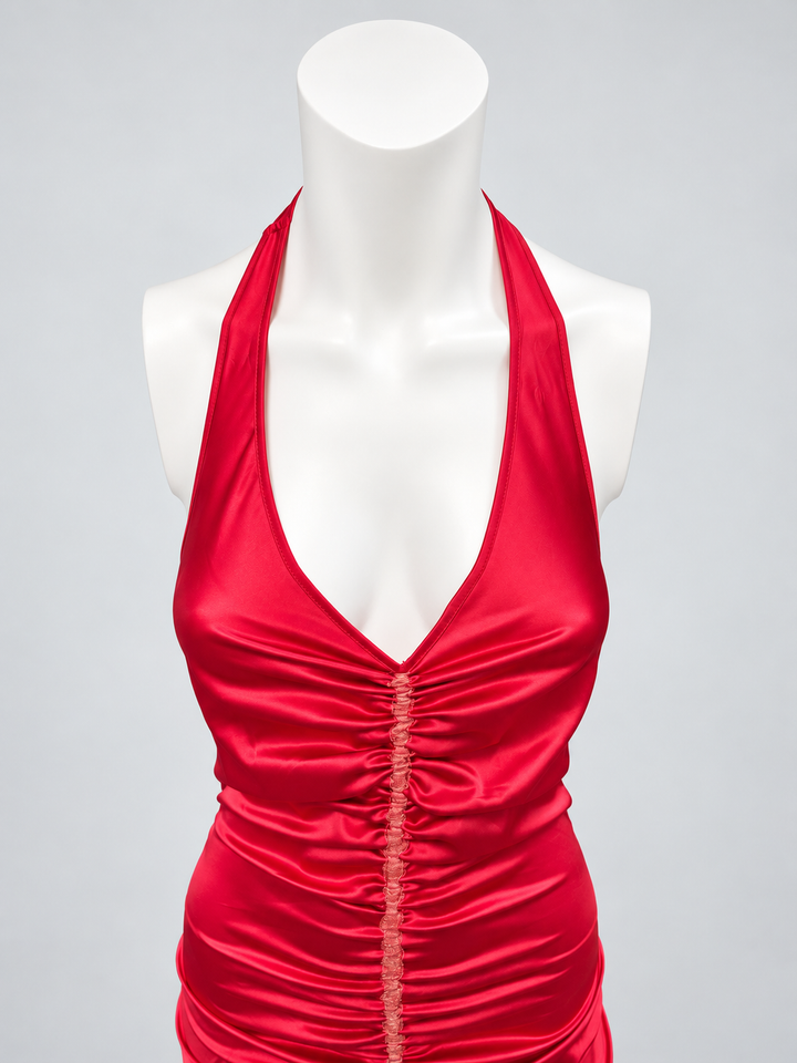 Vintage halter ruched mini dress