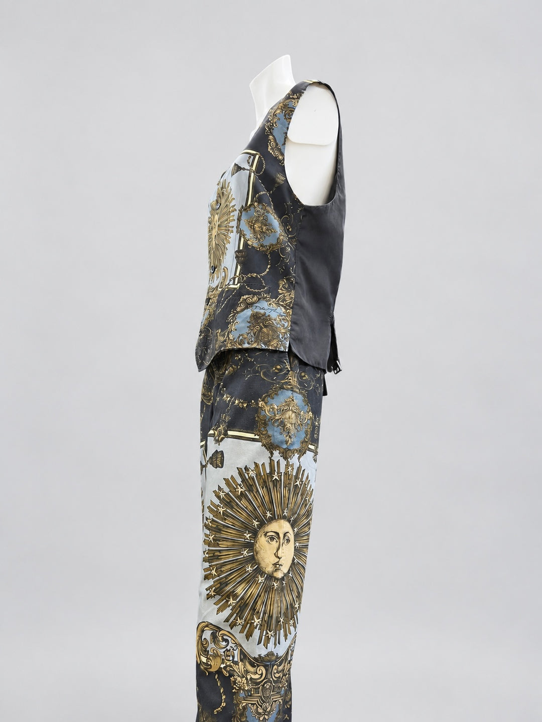 Dolce&Gabbana Baroque Zodiac Sun Silk Vest & Pants Set Medium