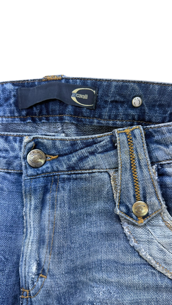 Just Cavalli denim cargo capri shorts
