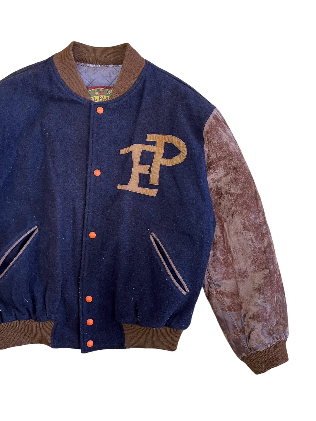 El Paso Vintage Wool Suede Leather Sleeves Varsity Jacket Men’s Large