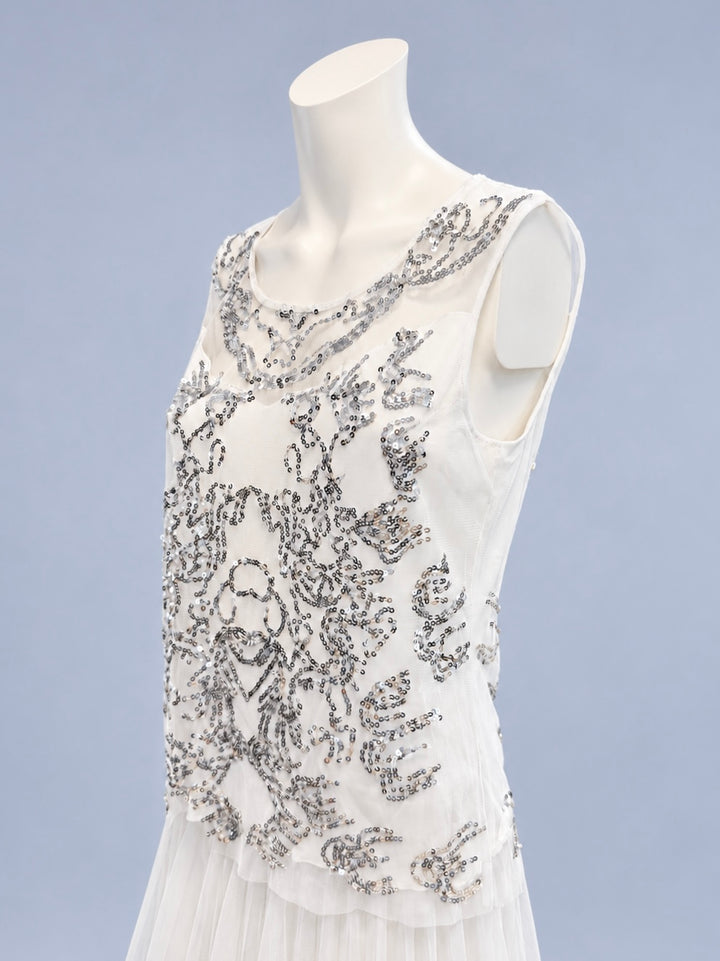 Krizia sheer sequin embroidered top
