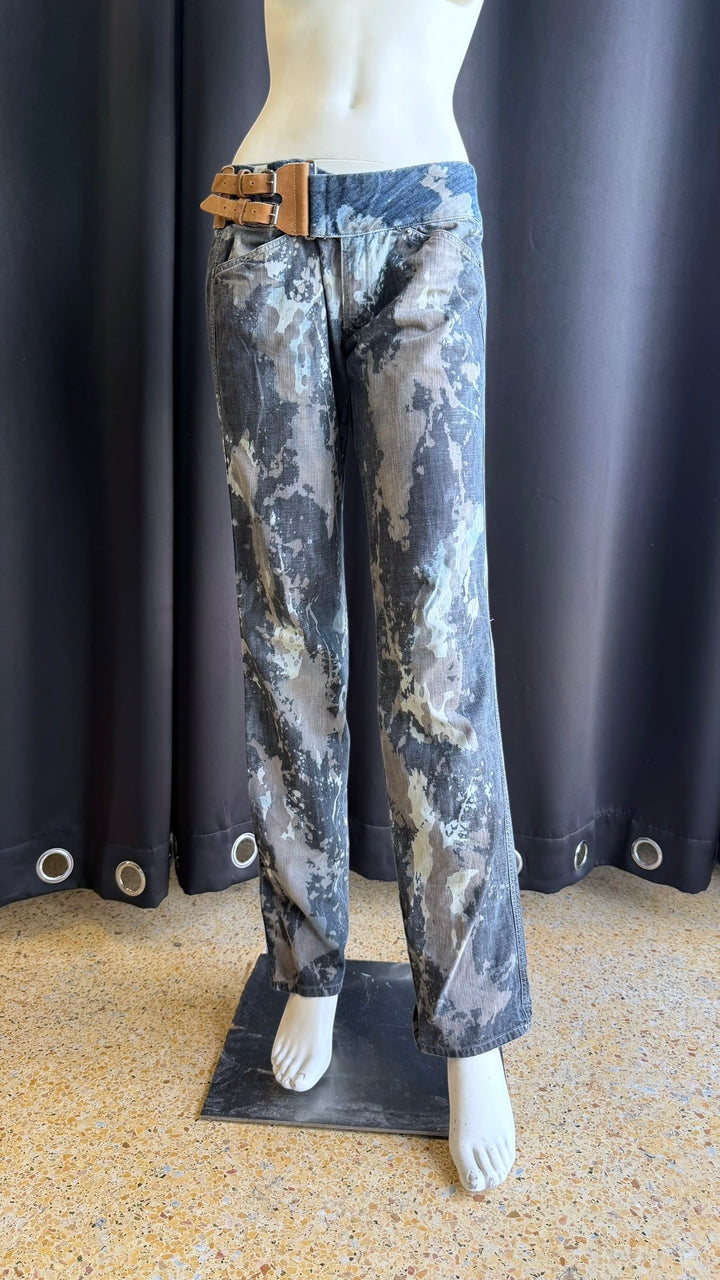 Y2K Diesel buckle-belt denim pants
