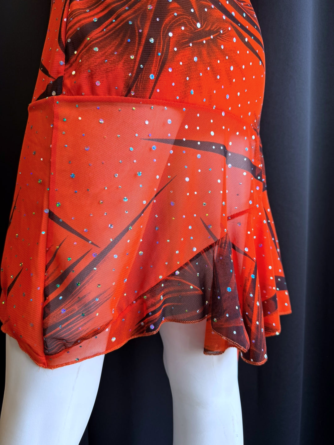 Y2K rhinestone halter dress with asymmetrical hem small