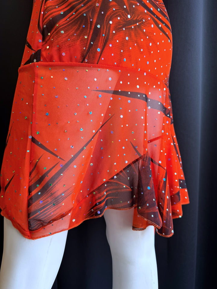 Y2K rhinestone halter dress with asymmetrical hem small