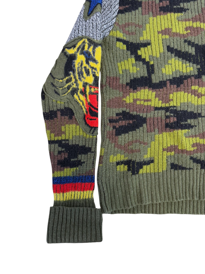 Diesel archive camouflage patchwork wool sweater