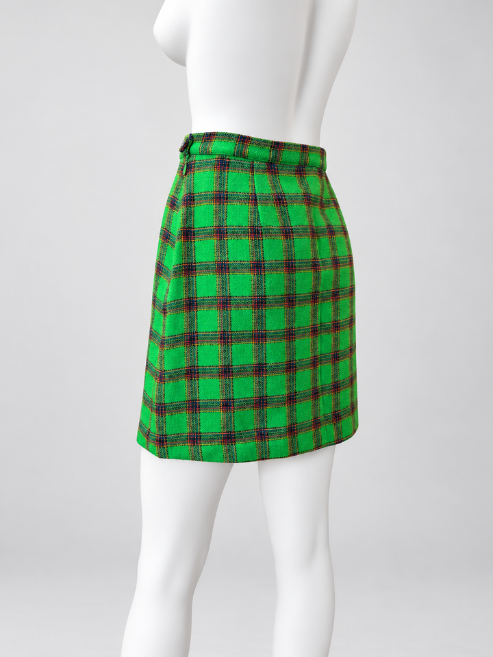 Versace Jeans Couture vintage green plaid mini skirt