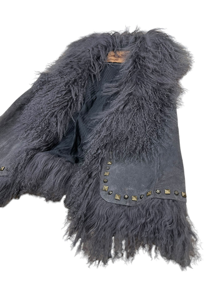 Pepe Jeans London vintage fur-trimmed leather vest women’s medium