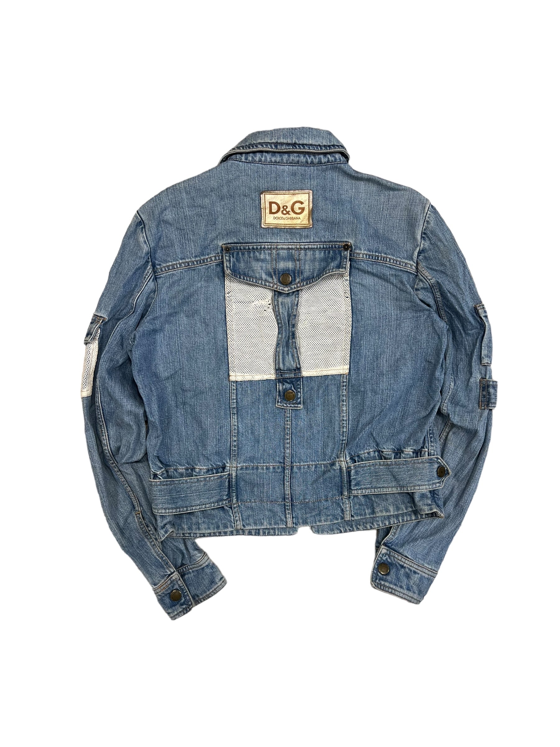 Dolce & Gabbana AW03 Parachute Cargo Cropped Denim Jacket Women's