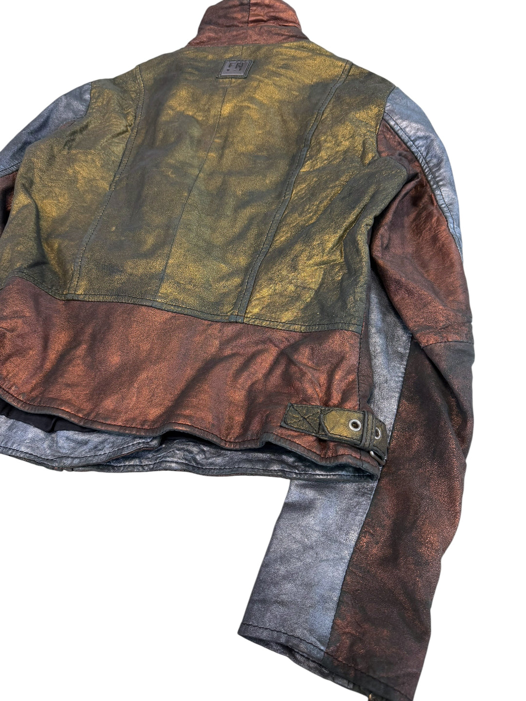 Freaky Nation Disco Fever metallic leather biker jacket
