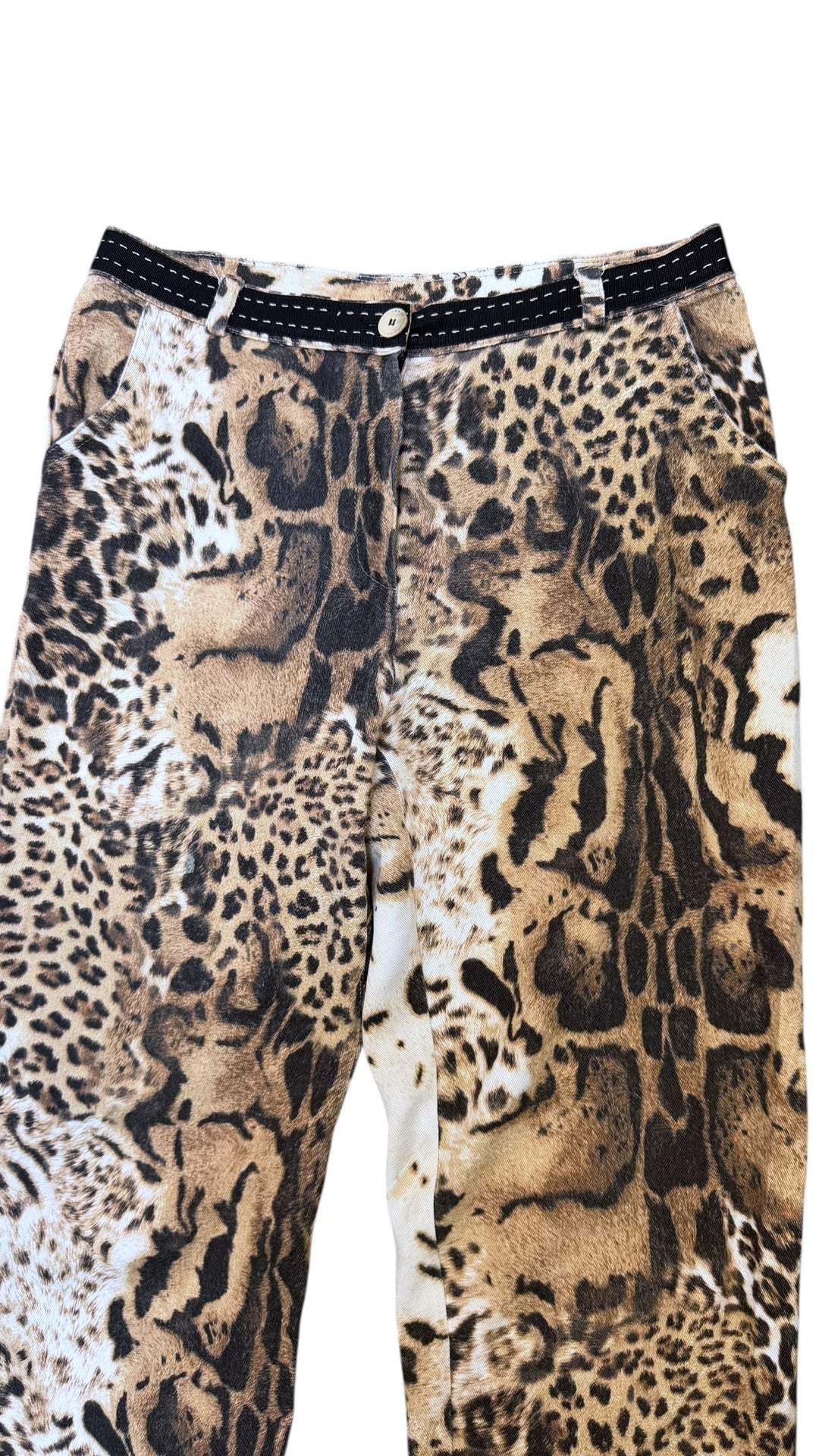 Vintage Y2K animal print straight leg trousers