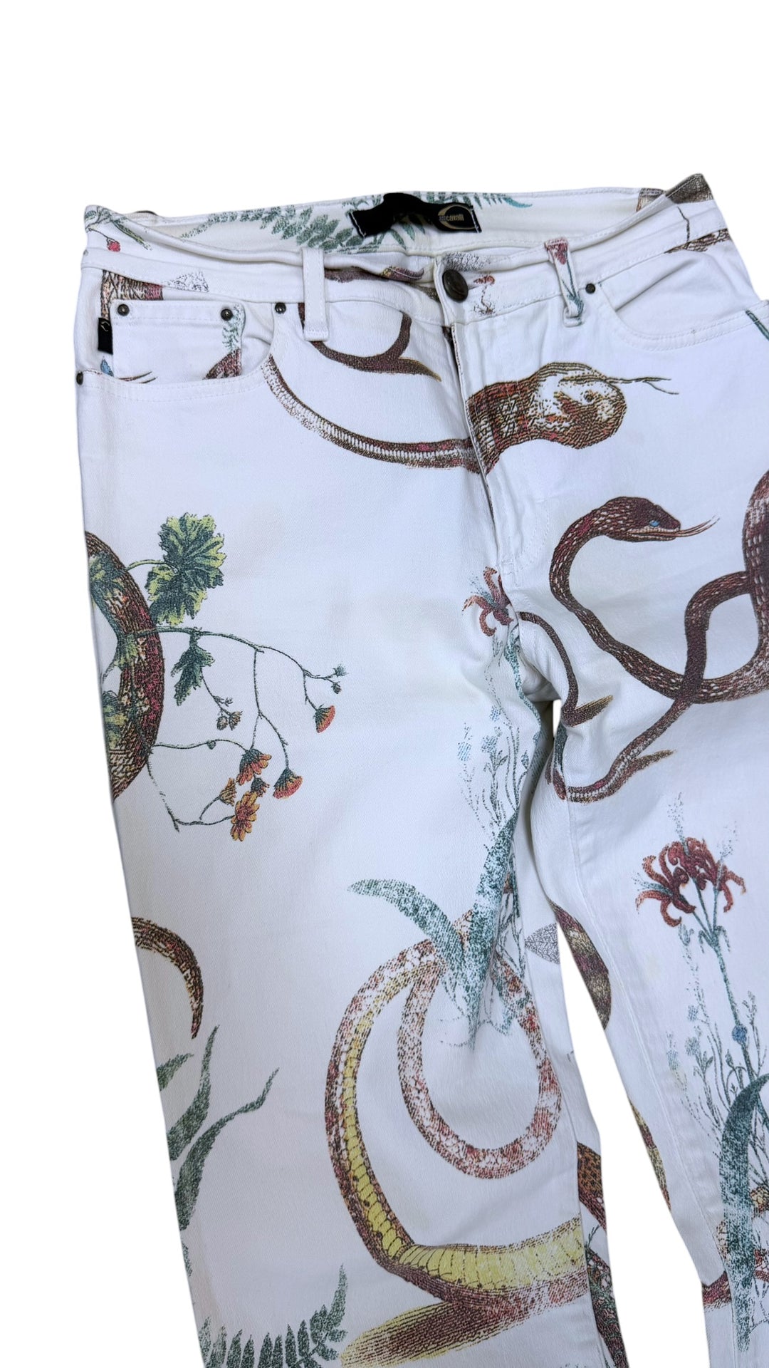 Just Cavalli botanical snake print straight leg jeans - archive denim
