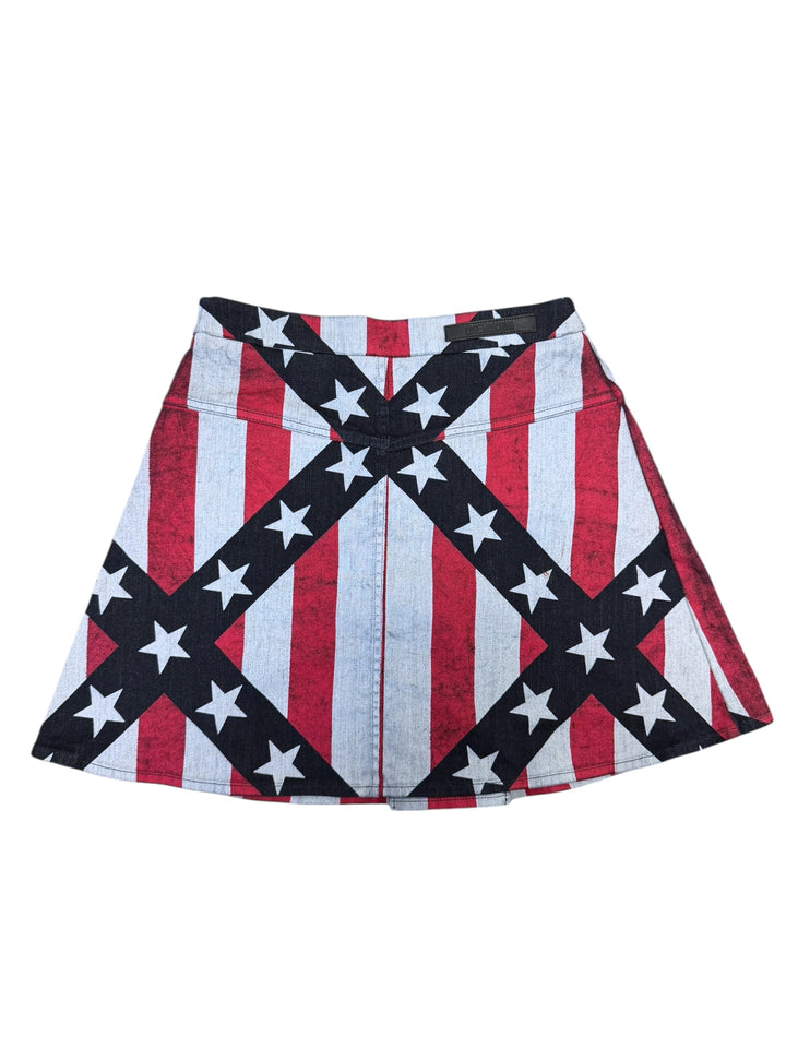 Love Moschino 2000s American Flag Denim Mini Skirt