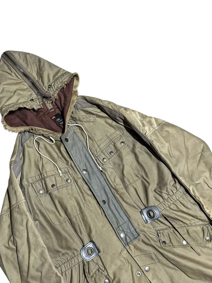 Diesel cotton military parka olive brown medium