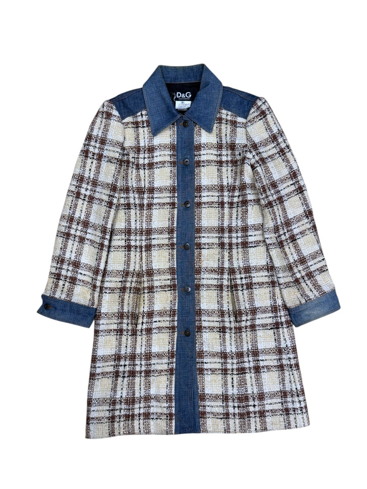 Dolce & Gabbana 2000s Tweed & Denim Contrast Coat Small