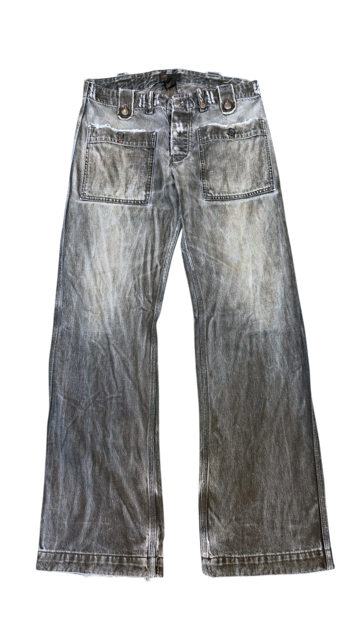 Diesel 2000s faded grey wide leg jeans