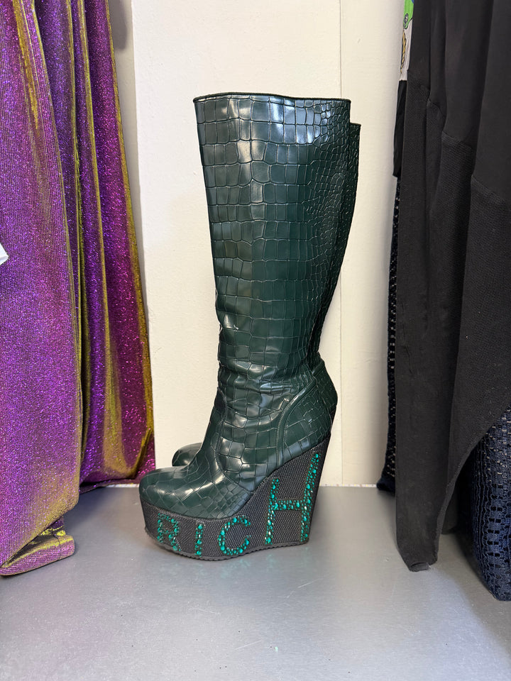 2000s John Richmond Croco Platform Boots EU37