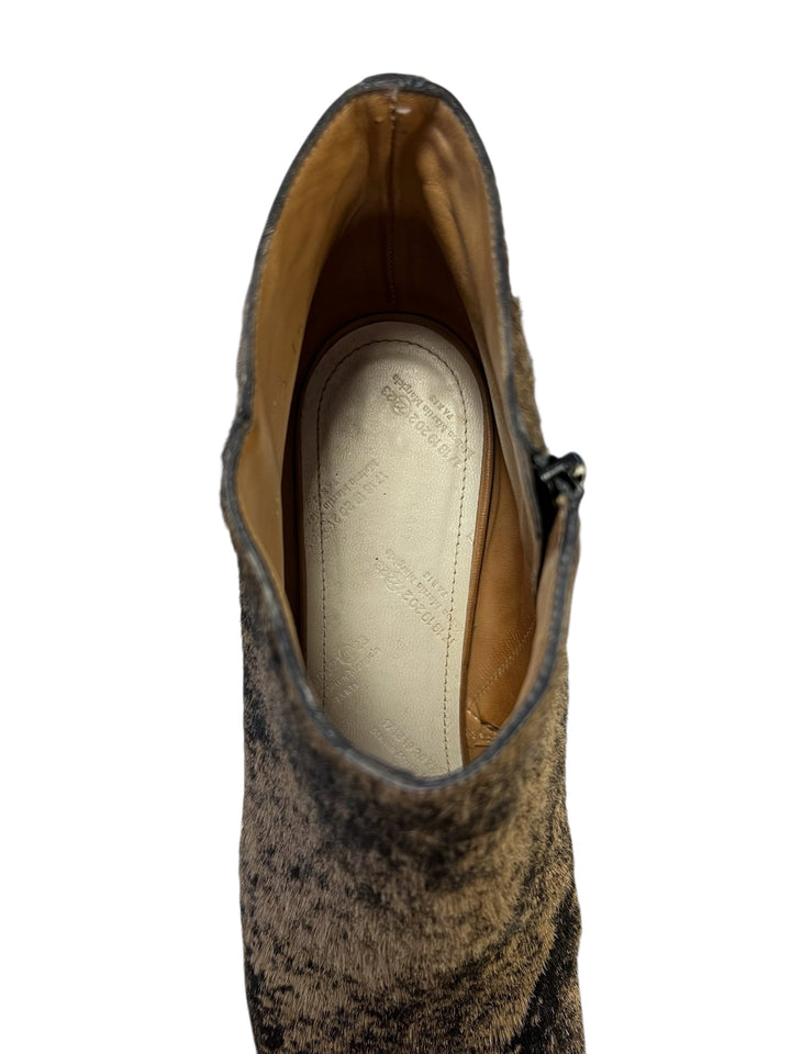 2000s Maison Martin Margiela Pony Hair Peep Toe Ankle Boots Size Eu40