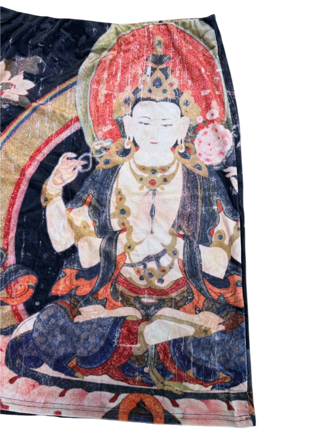 2000s velour Buddha print midi skirt extra large