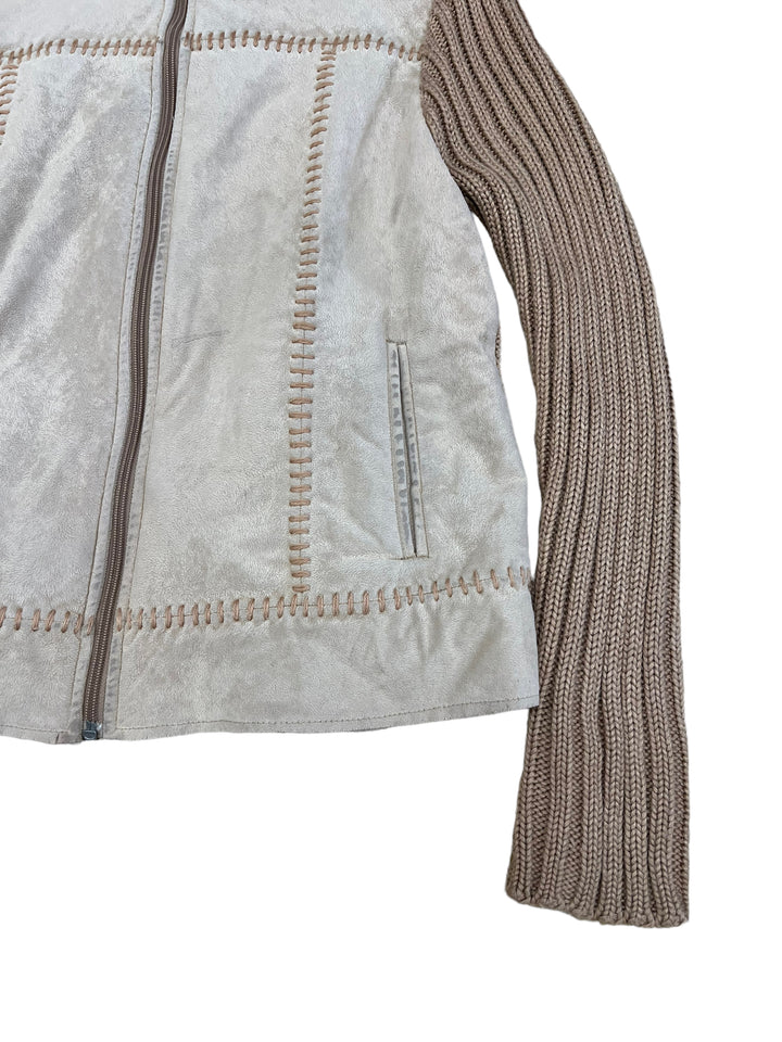 Vintage 70’s Style  Faux Suede & Knit Cotton Sherpa Jacket Women’s Medium