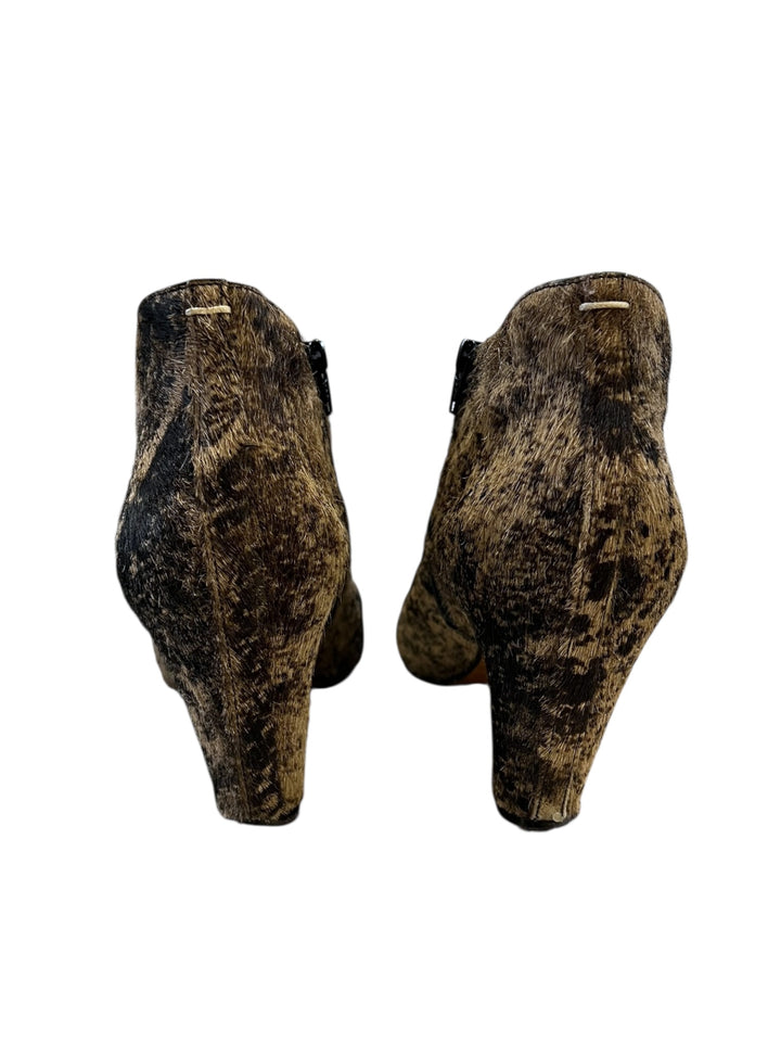 2000s Maison Martin Margiela Pony Hair Peep Toe Ankle Boots Size Eu40