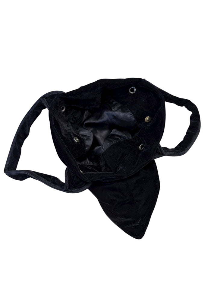 Vogue black velour tote bag gold embroidery