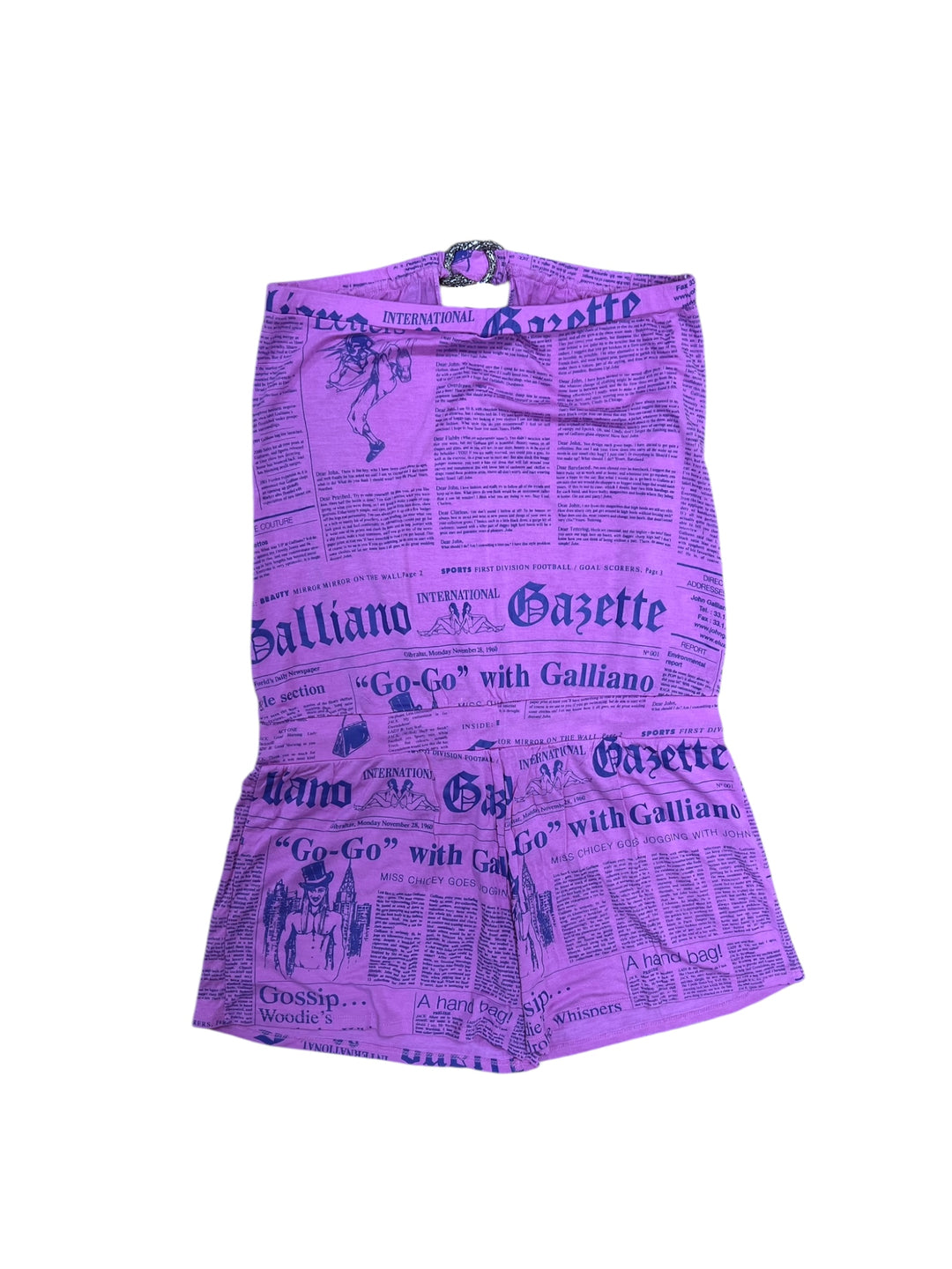 Vintage John Galliano Gazette Print Romper Jumpsuit – Rare 2000s Collector’s Piece