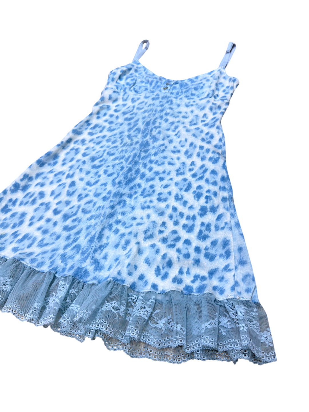 Moschino Lingerie blue leopard print slip dress