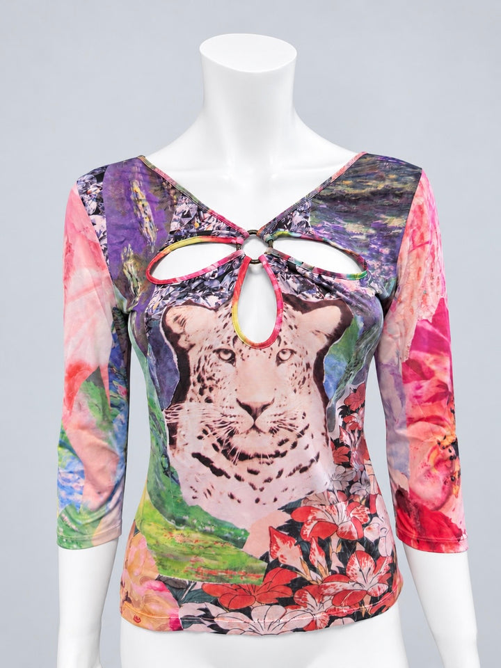 Just Cavalli vintage leopard cut-out top