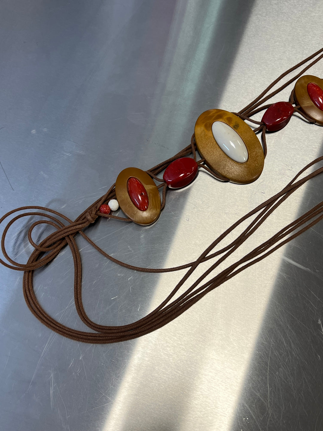Vintage Adjustable Wooden Bead Belt