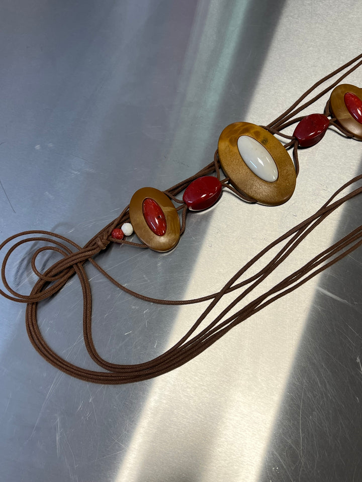 Vintage Adjustable Wooden Bead Belt