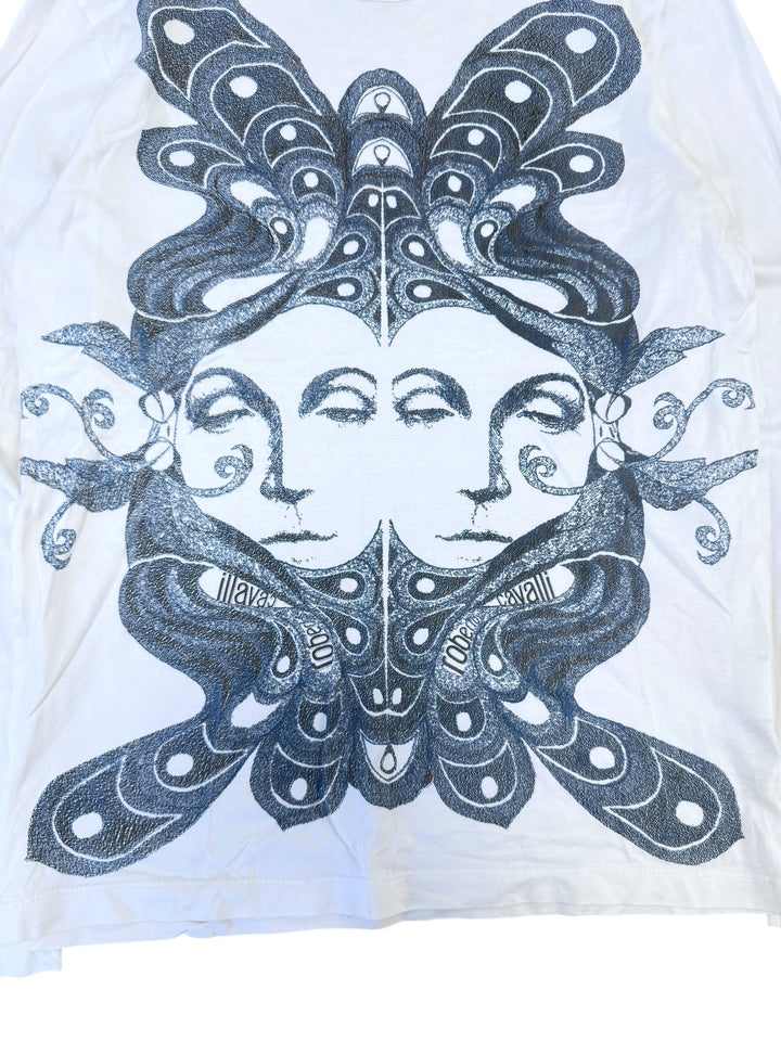 2000s Roberto Cavalli dual-face graphic long-sleeve top men’s extra small