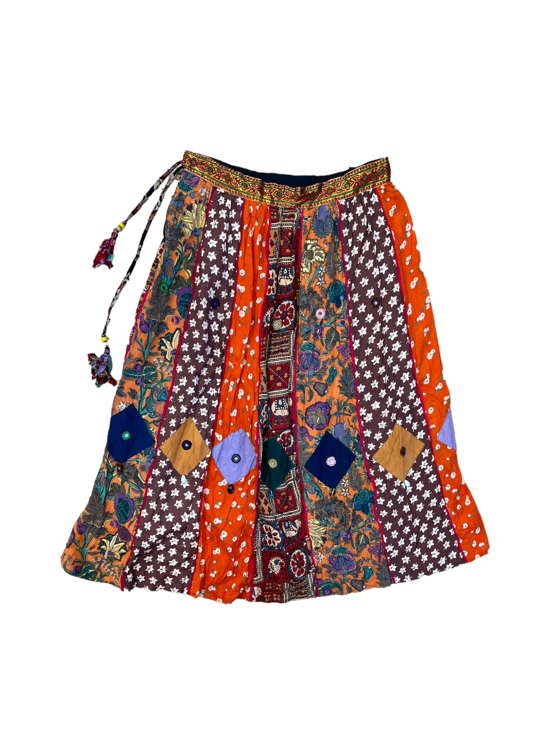 Vintage patchwork rayon skirt made in India women’s large