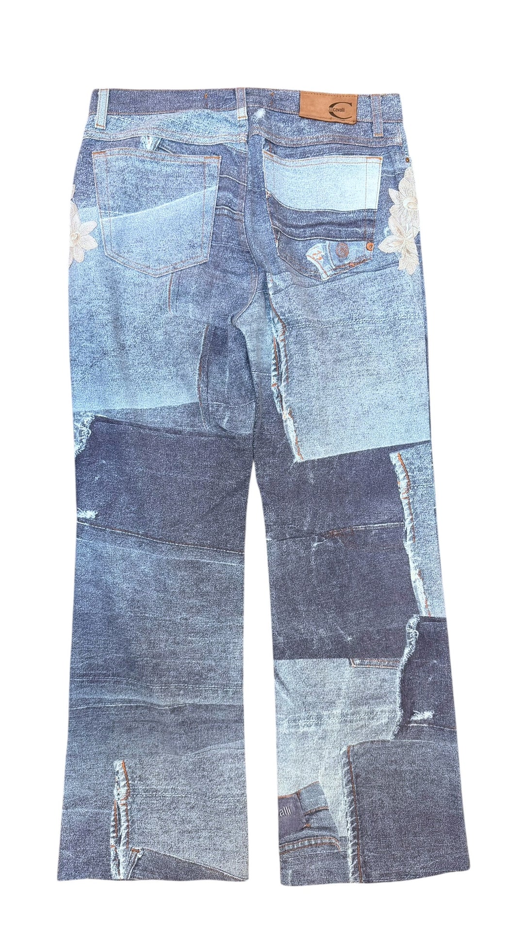 Just Cavalli printed trompe-l’œil denim pants