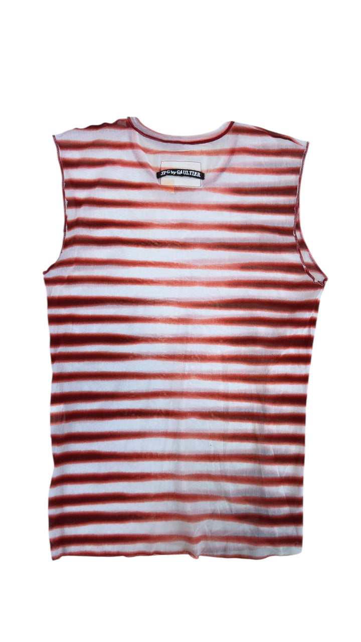Jean Paul Gaultier mesh striped sheer top