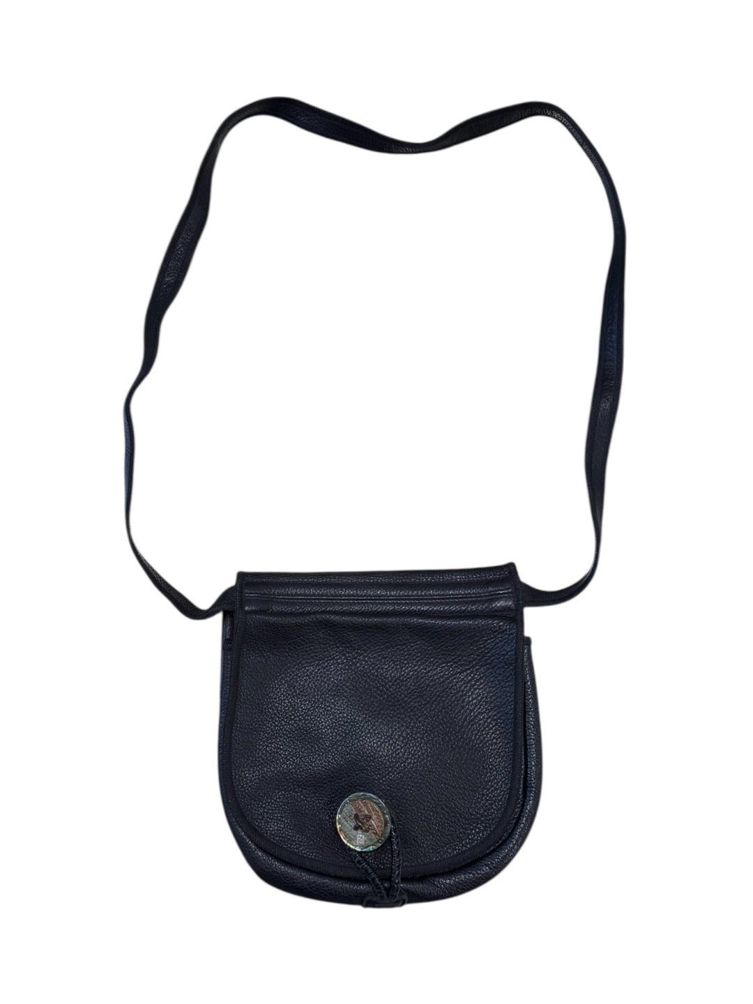 FENDI SAS 1970s Black Leather Crossbody Bag