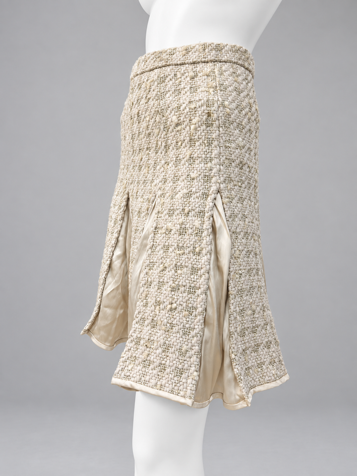 Blumarine metallic bouclé panelled midi skirt