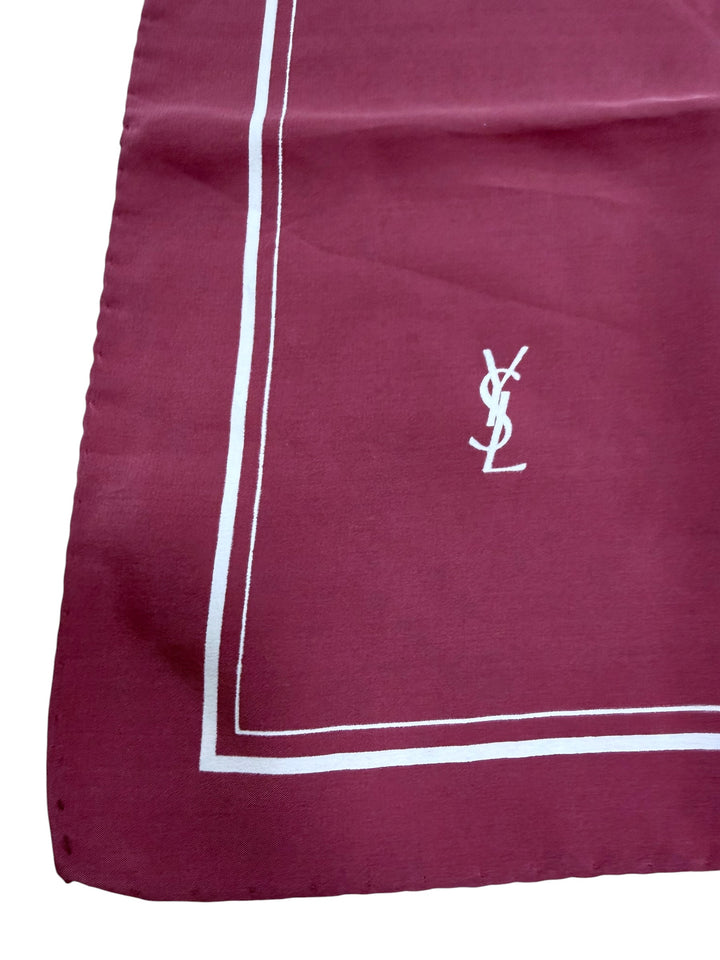 Vintage Yves Saint Laurent YSL silk scarf – burgundy monogram square scarf
