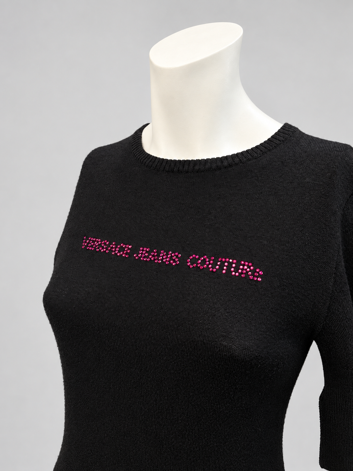 Versace Jeans Couture FW2003 crystallised rib knit dress