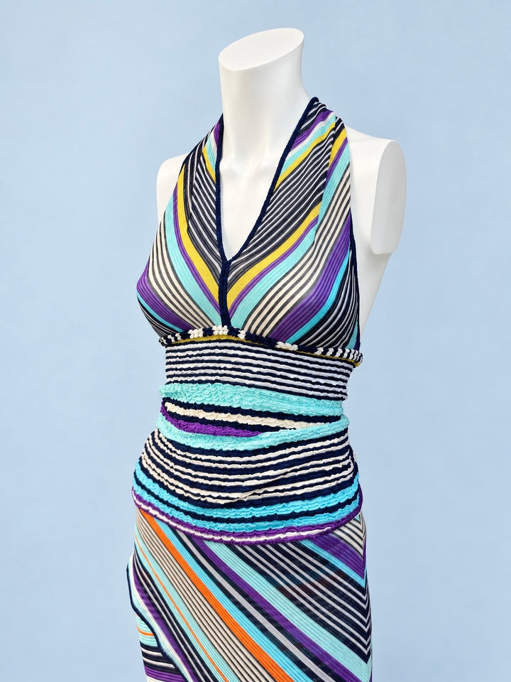 Missoni striped halter top and wrap skirt set