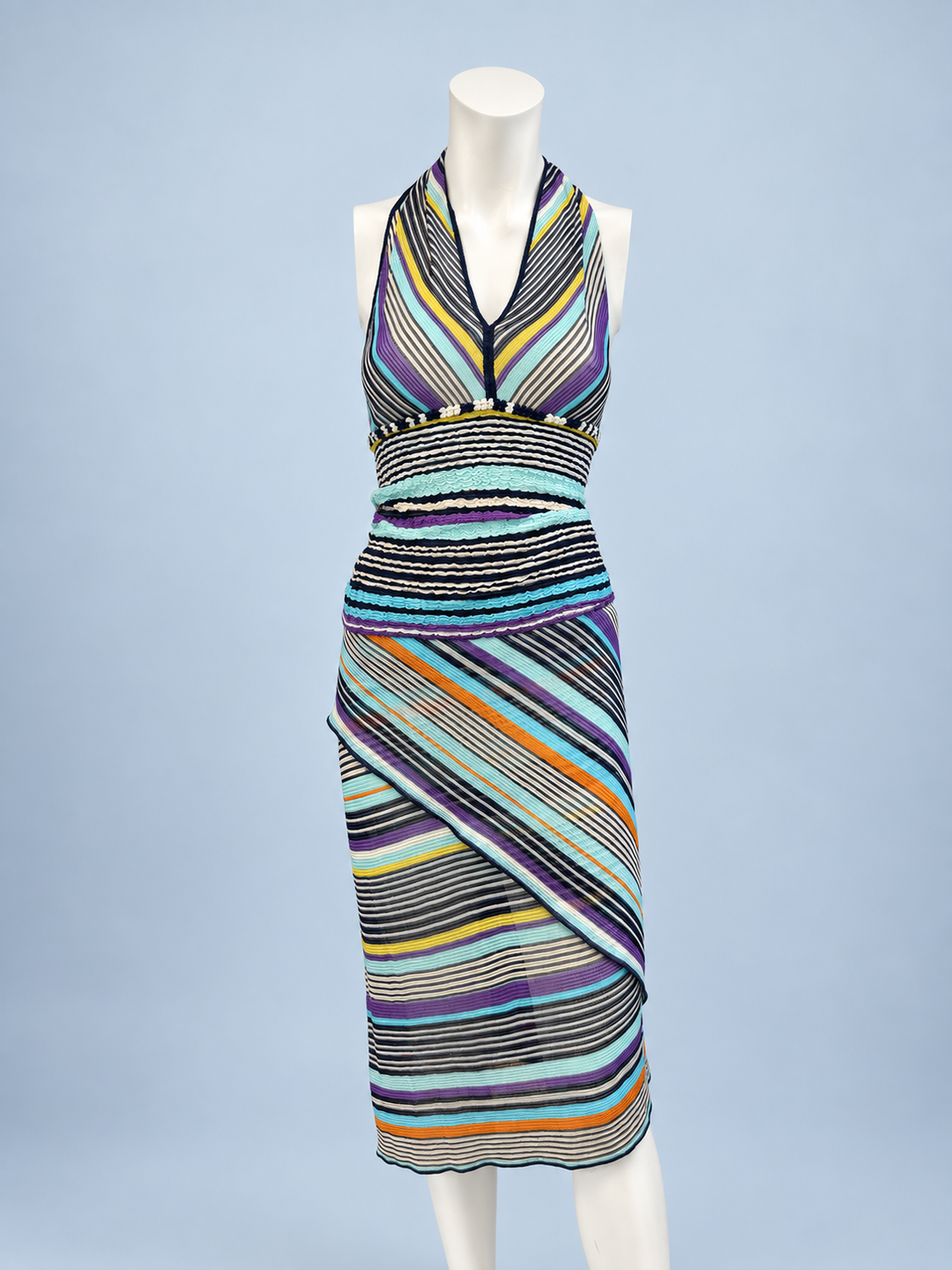 Missoni striped halter top and wrap skirt set
