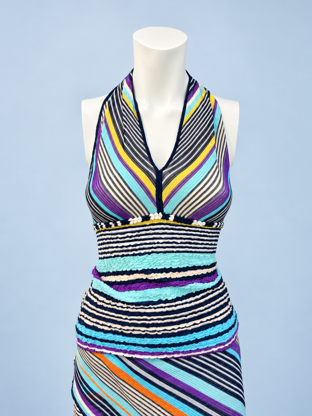 Missoni striped halter top and wrap skirt set