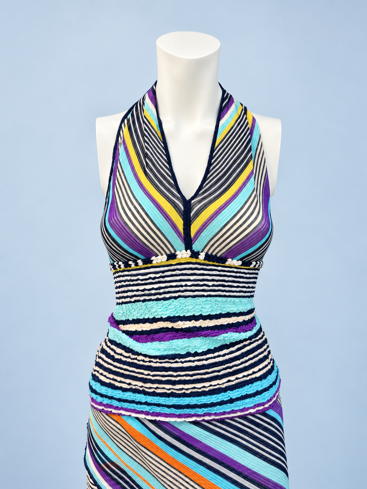 Missoni striped halter top and wrap skirt set