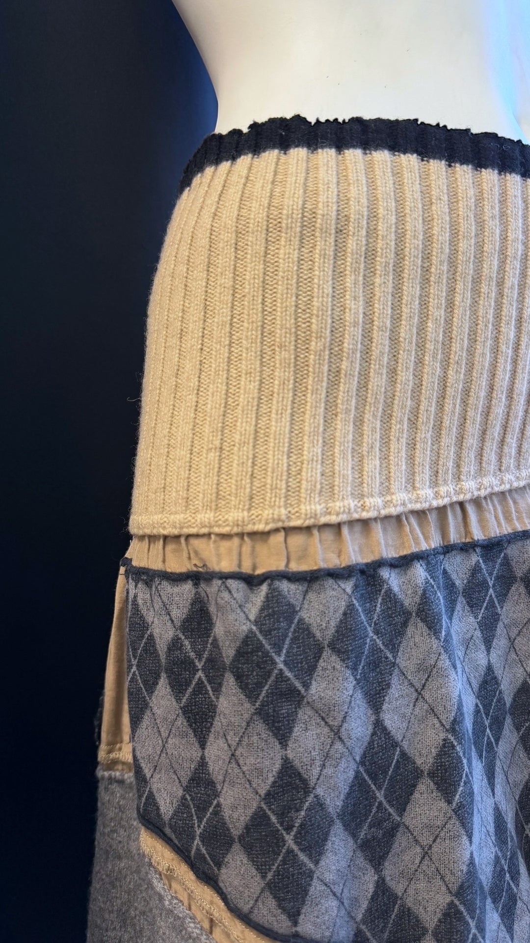 Pianurastudio patchwork knit mini skirt medium