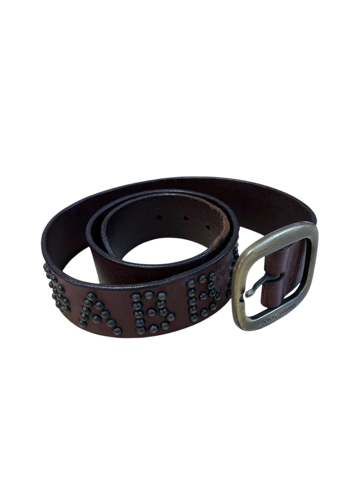 DOLCE&GABBANA Studded Logo Leather vintage belt