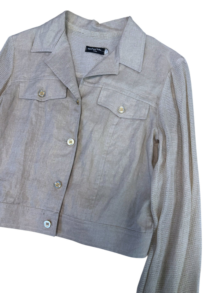 Vintage linen & knit cropped jacket