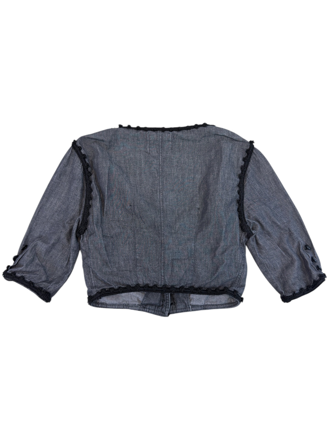 Moschino 1990s vintage cropped blouse sheer cotton black trim