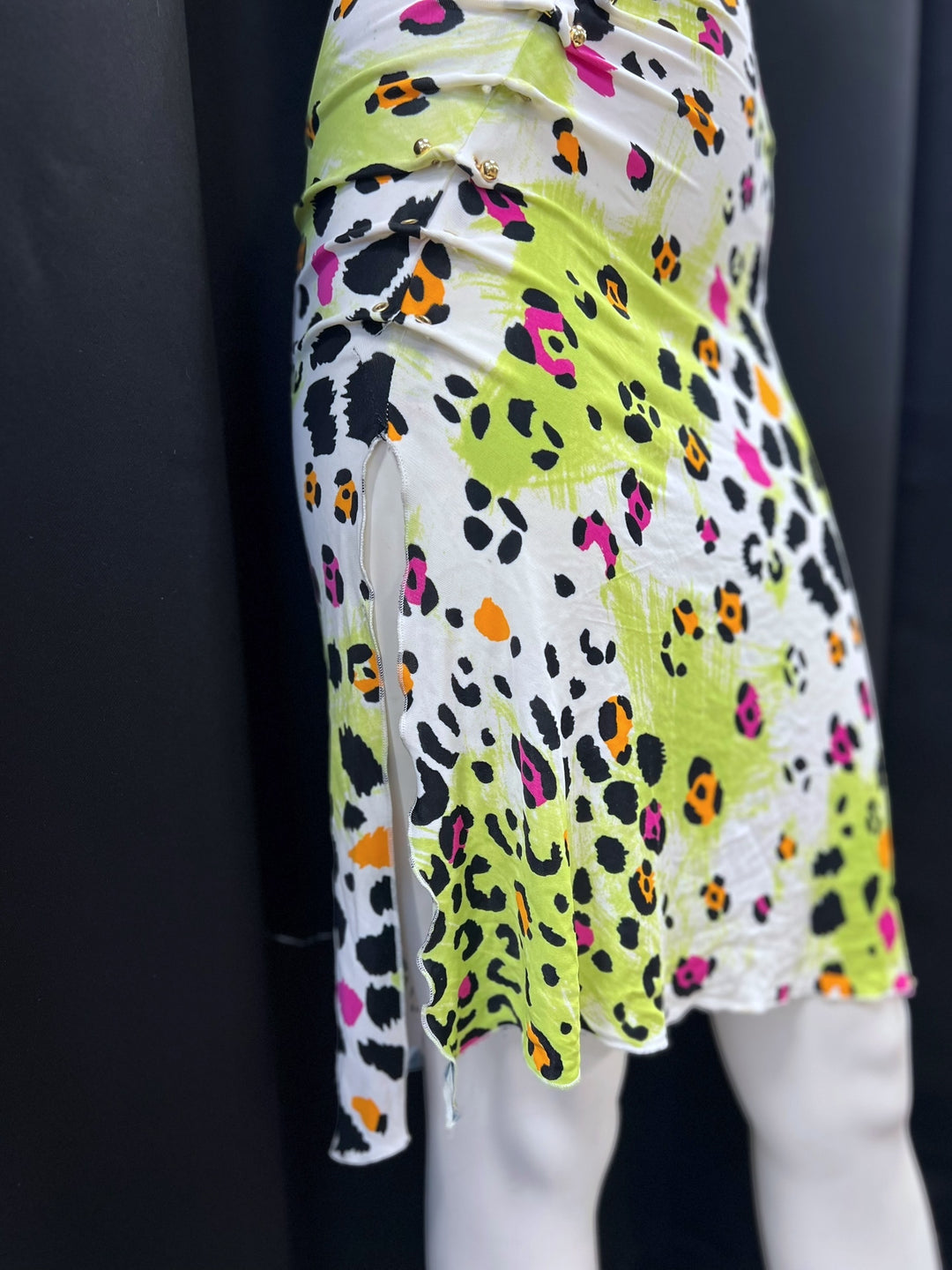 Roccobarocco One-Shoulder Leopard Print Dress S-M