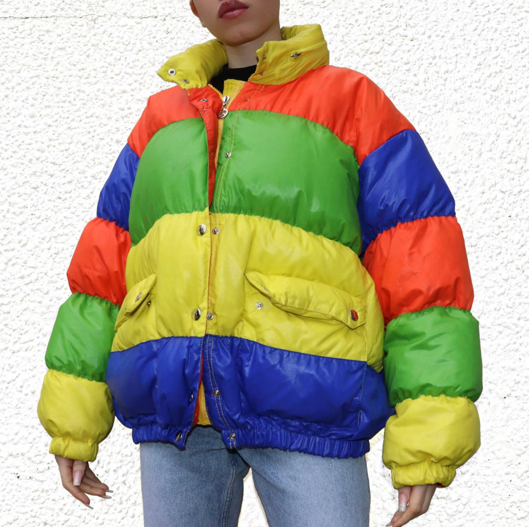 Moschino 90’s rainbow puffer jacket women’s M/L